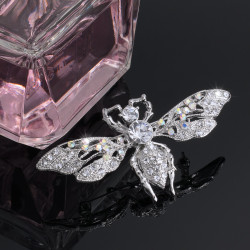 Broche Prendedor Mujer Color Plata Con Cristales Finas Joyas - Bisuel