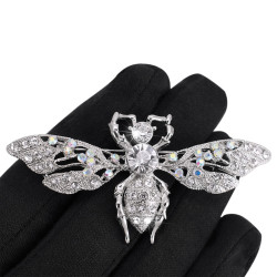 Broche Prendedor Mujer Color Plata Con Cristales Finas Joyas - Bisuel