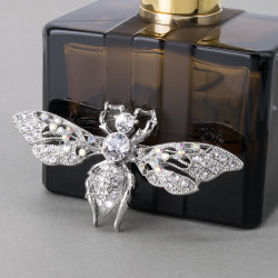 Broche Prendedor Mujer Color Plata Con Cristales Finas Joyas - Bisuel