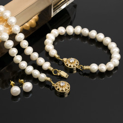 Collar Aretes Pulsera Mujer Perlas Cultivadas P. Naturales - Bisuel