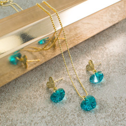 Collar Corazon Swarovski Azul Turquesa - Bisuel