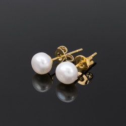 Aretes Topos Perlas Cultivadas Chapado En Oro - Bisuel