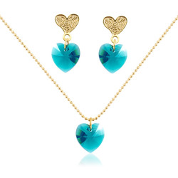 Collar Corazon Swarovski Azul Turquesa - Bisuel