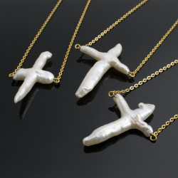 Cadena Cruz Perla Cultivada - Bisuel