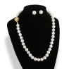 Collar y Aretes Mujer Perlas Cultivadas Naturales Chapa Oro - Bisuel