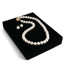 Collar y Aretes Mujer Perlas Cultivadas Naturales Chapa Oro - Bisuel