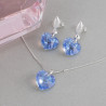 Collar Aretes Mujer Corazones Cristal Cadena Plata - Bisuel