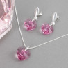 Collar Aretes Mujer Corazones Cristal Cadena Plata - Bisuel