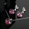 Collar Aretes Mujer Corazones Cristal Cadena Plata - Bisuel