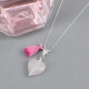 Collar Mujer Corazon Cuarzo Rosado Natural Plata 925 Finas Joyas Cadena - Bisuel