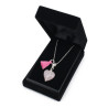 Collar Mujer Corazon Cuarzo Rosado Natural Plata 925 Finas Joyas Cadena - Bisuel