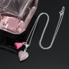 Collar Mujer Corazon Cuarzo Rosado Natural Plata 925 Finas Joyas Cadena - Bisuel
