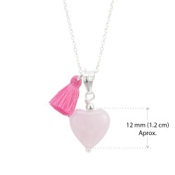 Collar Mujer Corazon Cuarzo Rosado Natural Plata 925 Finas Joyas Cadena - Bisuel