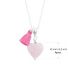 Collar Mujer Corazon Cuarzo Rosado Natural Plata 925 Finas Joyas Cadena - Bisuel