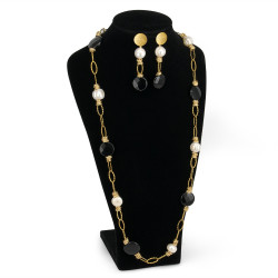 Maxi Collar Mujer Largo Perlas Cultivadas Piedras Naturales - Bisuel