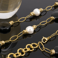 Maxi Collar Mujer Largo Perlas Cultivadas Piedras Naturales - Bisuel