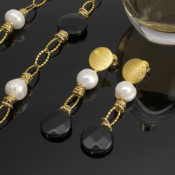 Maxi Collar Mujer Largo Perlas Cultivadas Piedras Naturales - Bisuel