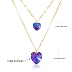Collar Doble Corazon Swarovski Violeta - Bisuel