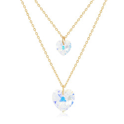 Collar Mujer Doble Corazon  Boreal Cadena Acero Oro - Bisuel