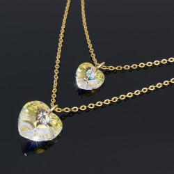 Collar Mujer Doble Corazon  Boreal Cadena Acero Oro - Bisuel