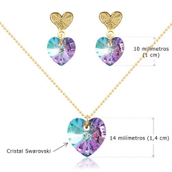 Collar Aretes Cristal Swarovski Vitral Ligth - Bisuel