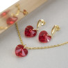 Collar Aretes Corazones Rojos Cristal Swarovski - Bisuel