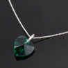 Collar Mujer Solitario Plata Con Corazon Cristal Swarovski Esmeralda - Bisuel