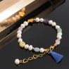 Pulsera Manilla Cuarzos Perlas Naturales Corazon Linda Joya - Bisuel