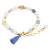 Pulsera Manilla Cuarzos Perlas Naturales Corazon Linda Joya - Bisuel