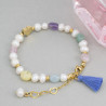 Pulsera Manilla Cuarzos Perlas Naturales Corazon Linda Joya - Bisuel