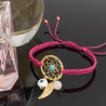 Pulsera Mujer Atrapasueños Hilo Rosado Tejida Mano Chapa Oro - Bisuel