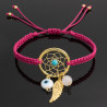 Pulsera Mujer Atrapasueños Hilo Rosado Tejida Mano Chapa Oro - Bisuel