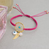 Pulsera Mujer Atrapasueños Hilo Rosado Tejida Mano Chapa Oro - Bisuel