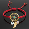 Pulsera Mujer Atrapasueños Hilo Rojo Tejida Mano Chapa Oro - Bisuel