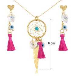 Juego Collar Aretes Mujer Atrapasueños Chapa Oro Linda Joya - Bisuel