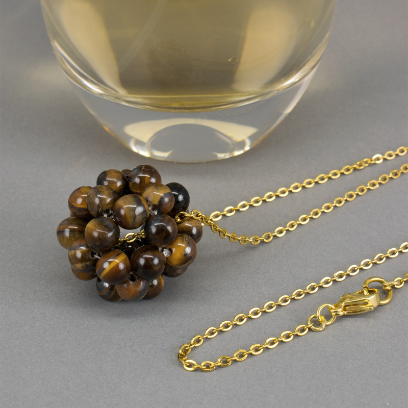 Collar Mujer Cuarzo Piedra Natural Dodecaedro Ojo De Tigre - Bisuel