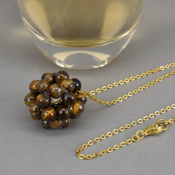 Collar Mujer Cuarzo Piedra Natural Dodecaedro Ojo De Tigre - Bisuel