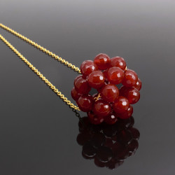 Collar Largo Mujer Agata Cornalina Dode Cadena Acero Oro - Bisuel