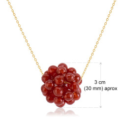 Collar Largo Mujer Agata Cornalina Dode Cadena Acero Oro - Bisuel