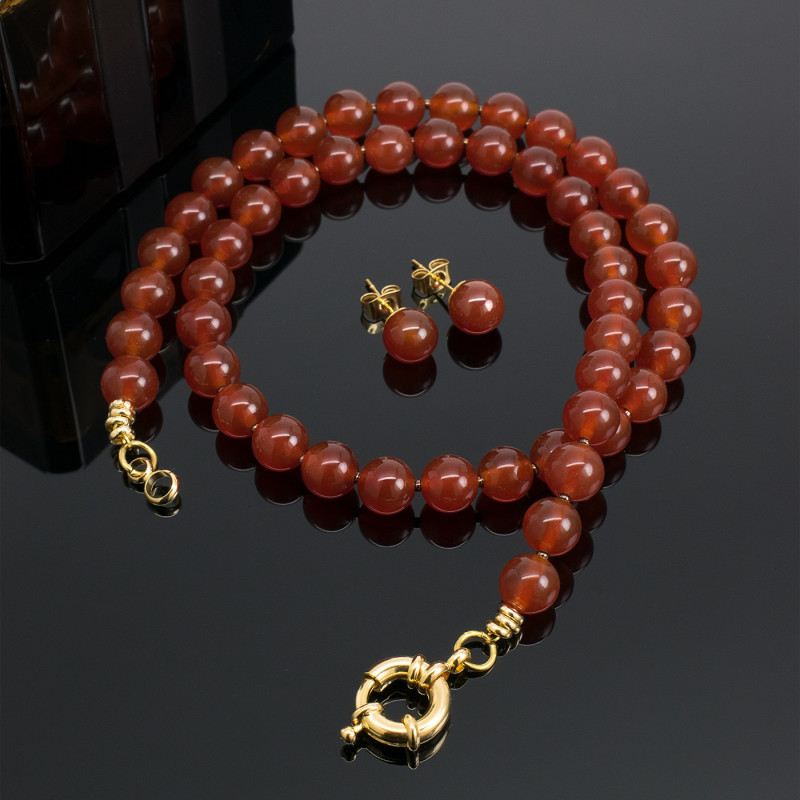 Juego Collar Aretes Piedras Naturales Agata Cuarzo Joyas - Bisuel