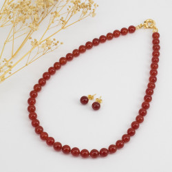 Juego Collar Aretes Piedras Naturales Agata Cuarzo Joyas - Bisuel