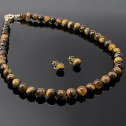 Juego Collar Aretes Mujer Piedras Naturales Cuarzo Joyas - Bisuel