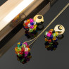 Collar Aretes Mujer Dodecaedro Pentabola Cadena Oro Gf - Bisuel