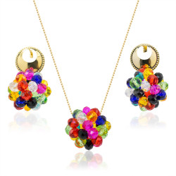 Collar Aretes Mujer Dodecaedro Pentabola Cadena Oro Gf - Bisuel