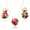 Collar Aretes Mujer Dodecaedro Pentabola Cadena Oro Gf - Bisuel