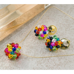 Collar Aretes Mujer Dodecaedro Pentabola Cadena Oro Gf - Bisuel