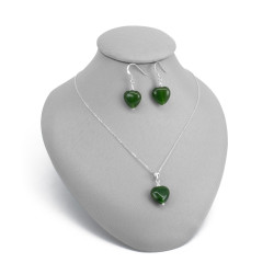 Juego Collar Aretes Mujer Jade Plata 925 Finas Joyas Cuarzo - Bisuel