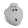 Juego Collar Aretes Mujer Jade Plata 925 Finas Joyas Cuarzo - Bisuel