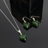 Juego Collar Aretes Mujer Jade Plata 925 Finas Joyas Cuarzo - Bisuel
