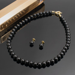 Juego Collar Aretes Mujer Piedras Naturales Cuarzo Chapa Oro - Bisuel